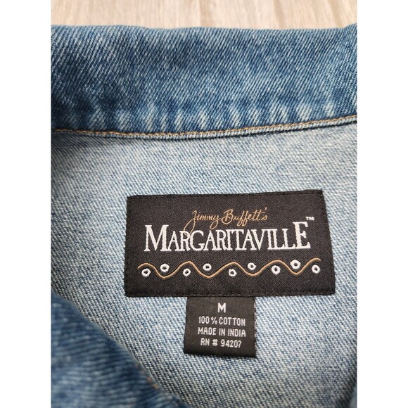 NWOT Jimmy Buffet's Margaritaville Orlando Denim Blue Jean Trucker Jacket Sz M - Picture 4 of 8